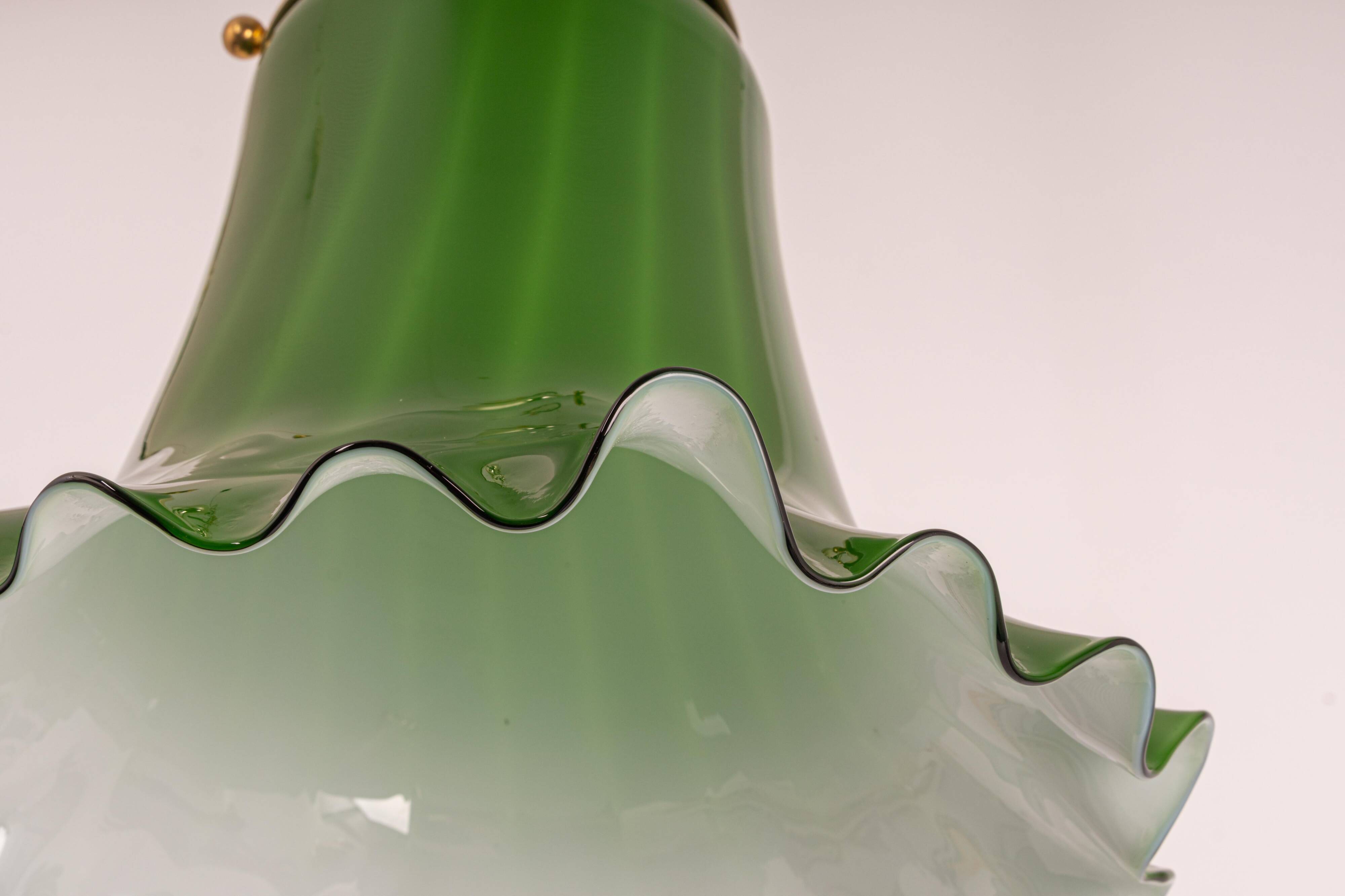 Green glass pendant by Peill & Putzler, Germany, 1970.