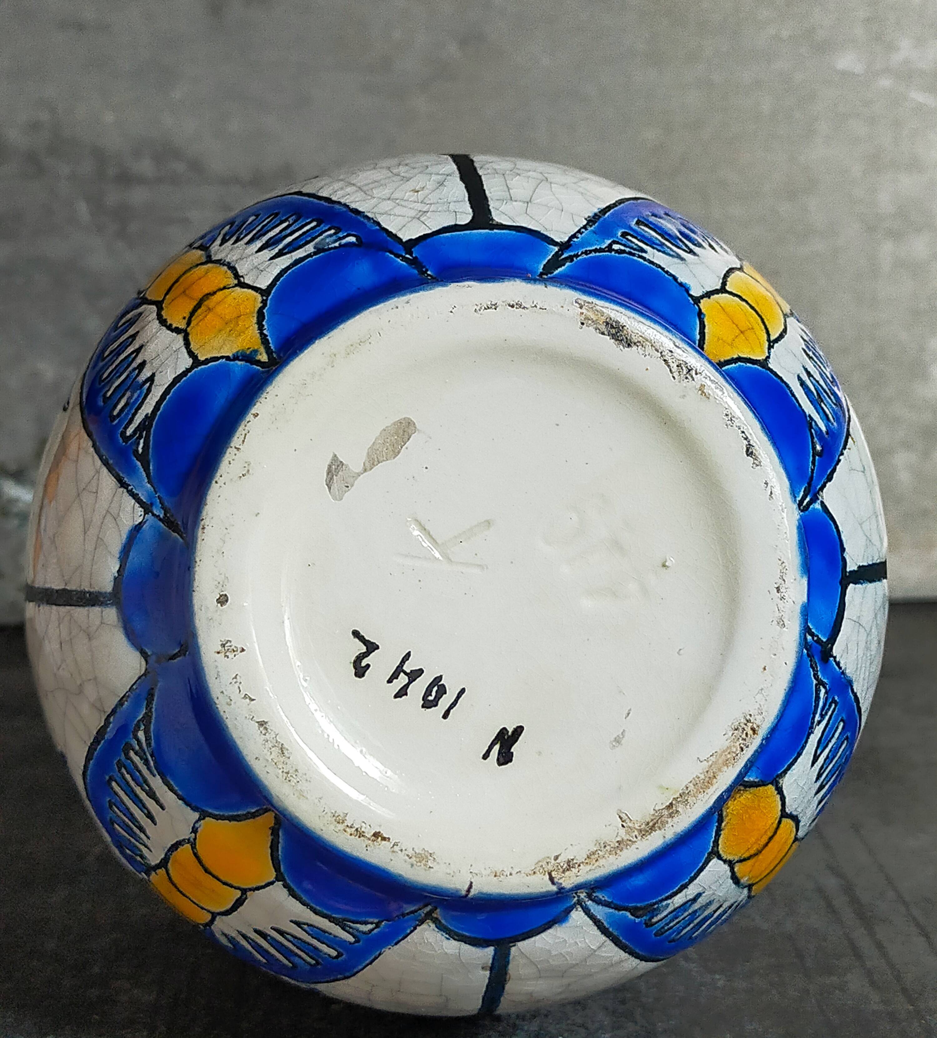 Soliflore bottle vase in fine earthenware boch frères la louvière-keramis early 20th century