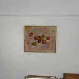 Original Swedish oil on canvas – “Frukt” by Bente Bjerregaard – dated 1989 – vintage & framed 59 × 70 cm
