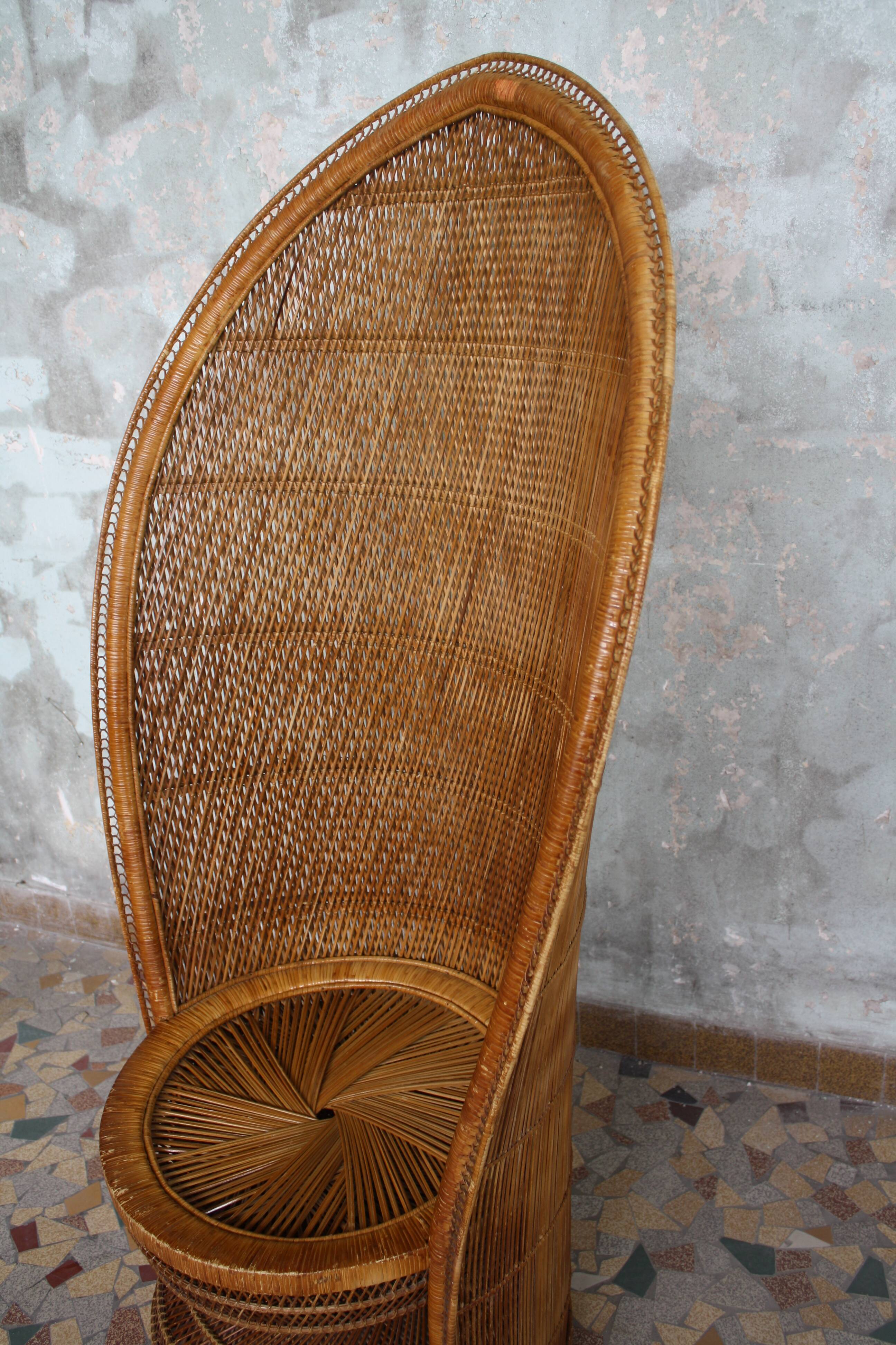 Fauteuil rotin style Emmanuelle 1970's