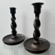 Pair of English oak Barley Twist candlesticks