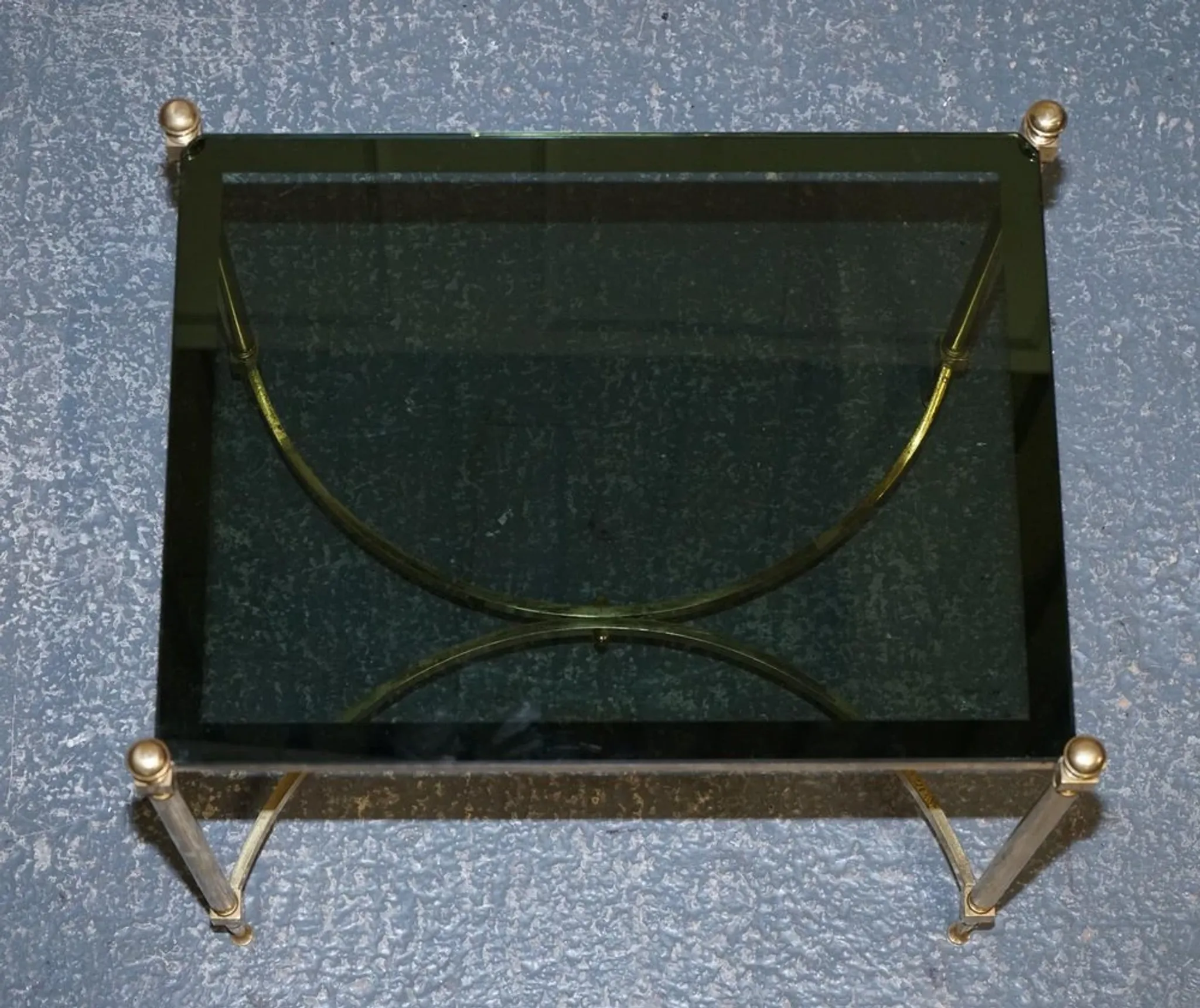 Hollywood Regency Coffee Table in Brass and Smoked Glass, France, 1960s