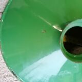 Ancienne suspension-abat jour émaillé vert indus