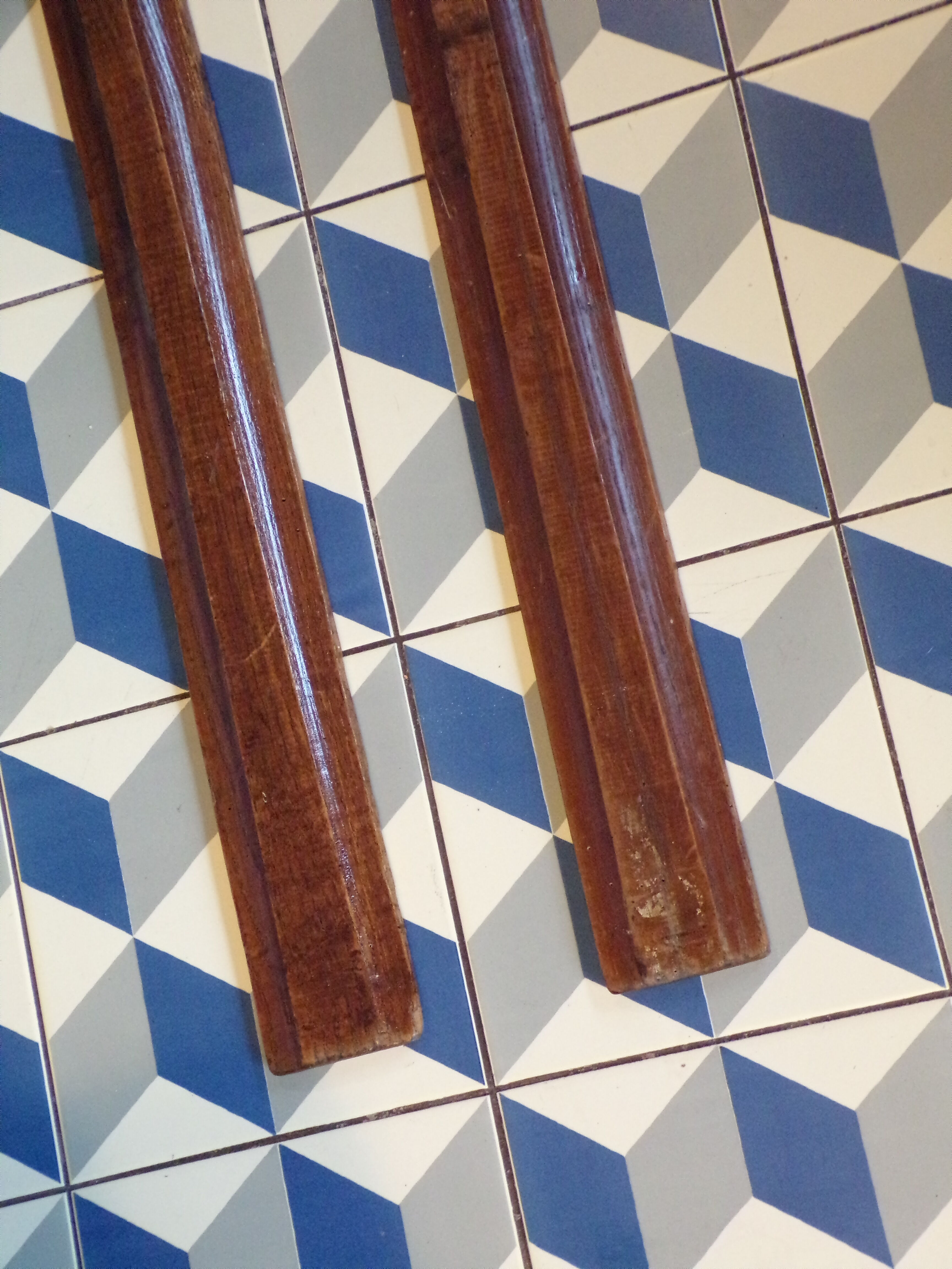 Pair of vintage wooden skis