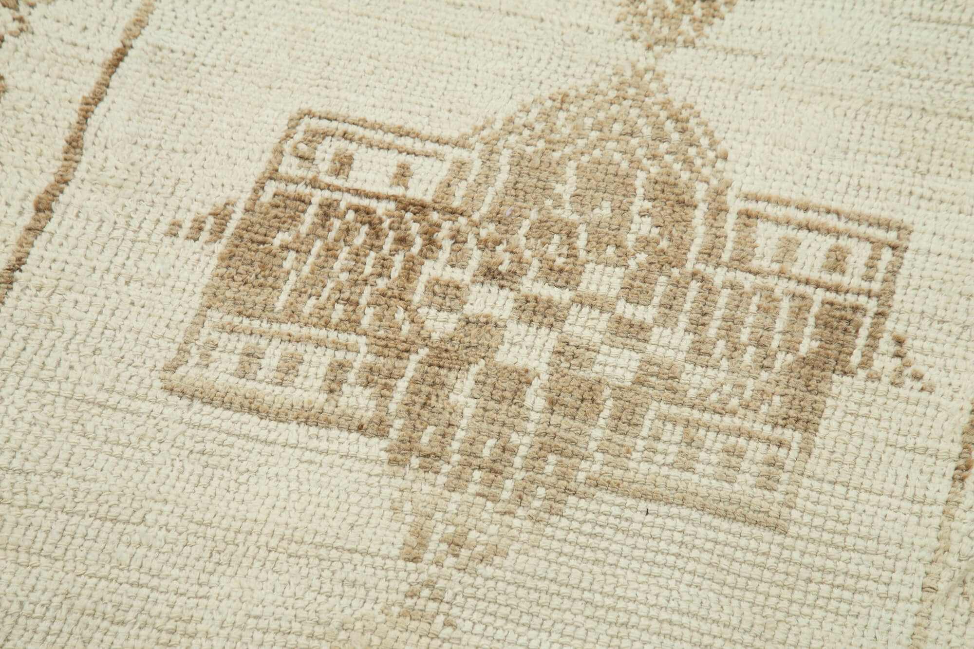 Handwoven antique anatolian beige runner rug 83 cm x 348 cm