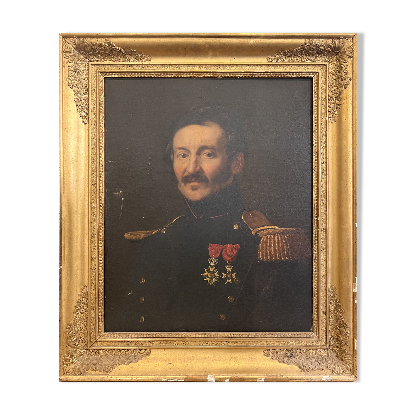 Huile sur toile d'un portrait d'officier