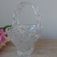 Vintage 1970s crystal basket – oval bowl with handle