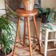 Vintage solid blond wood bar stool