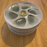 9 vintage oyster plates Salins France in ceramic