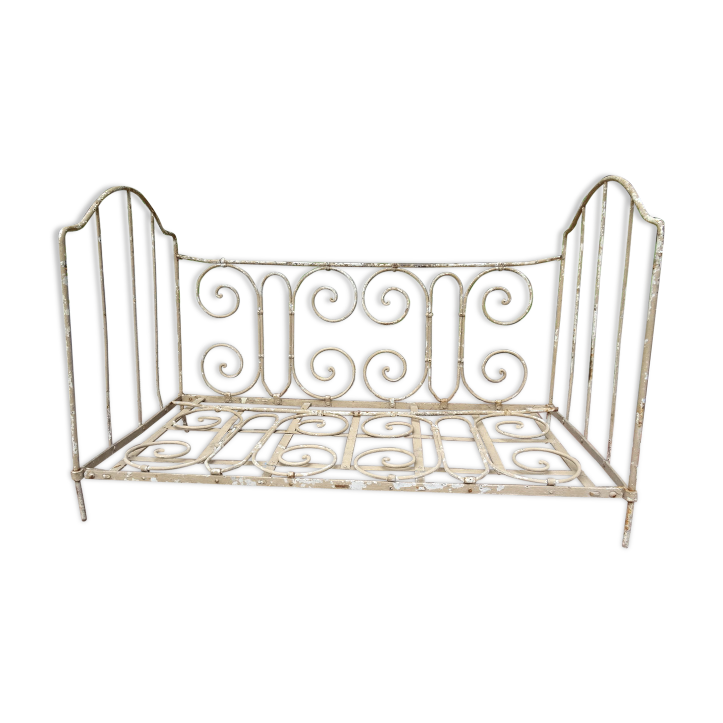 Lit banquette pliant en fer forgé