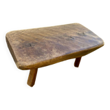 Brutalist style solid wood low stool