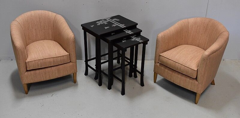 Chinese pull out tables in lase black