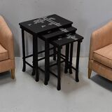 Chinese pull out tables in lase black