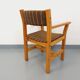 Fauteuil vintage en pin et tissu années 80