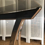 Smoked glass table and chrome legs