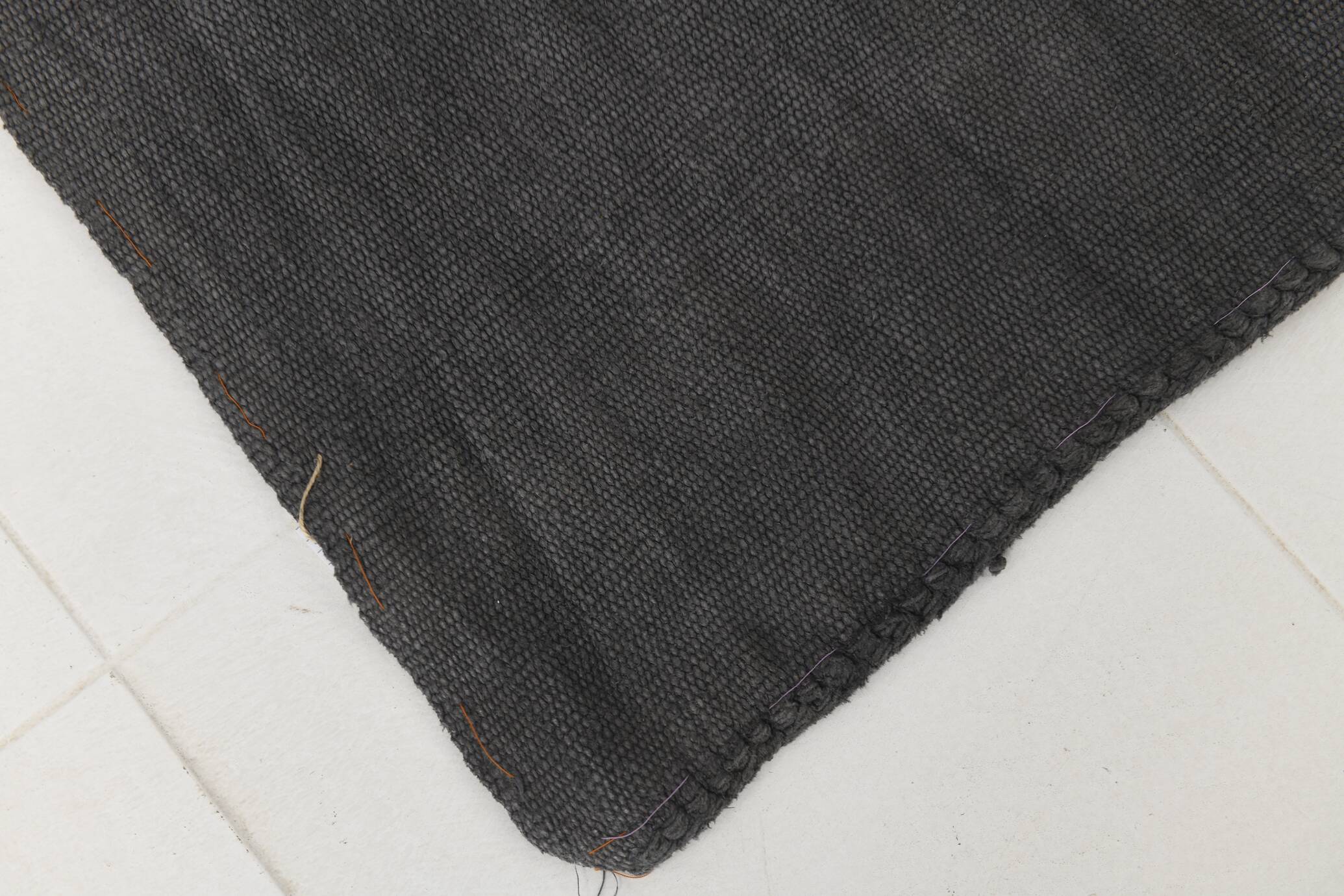 Anthracite Grey Large Area Soft Kilim Rug For Bedroom, 147x205 Cm
