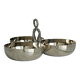 Silver stainless steel three-part serving platter