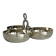 Silver stainless steel three-part serving platter