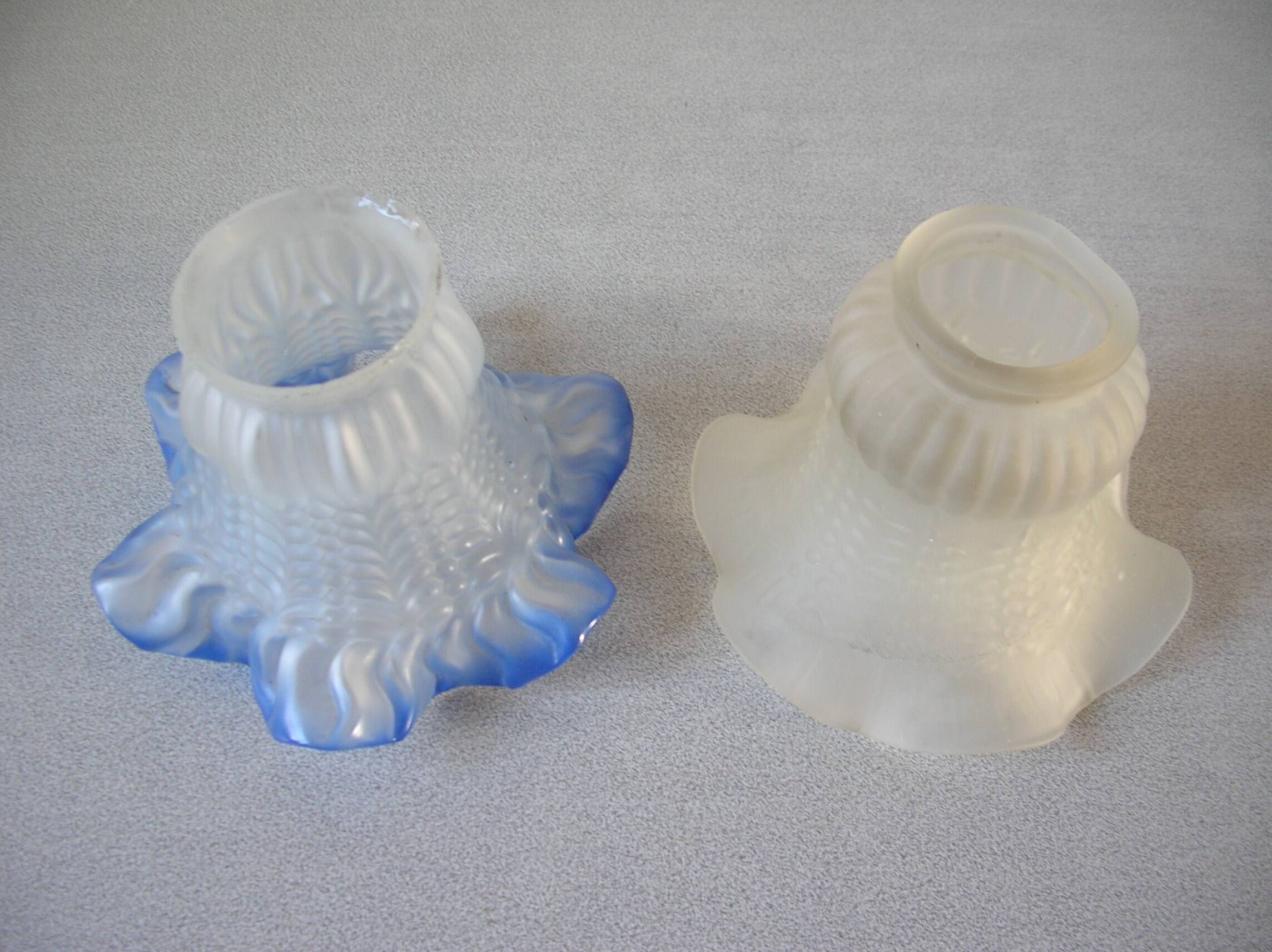 Set of 2 old tulips glass globe lampshades of chandelier lamp fixture