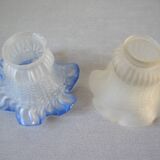 Set of 2 old tulips glass globe lampshades of chandelier lamp fixture