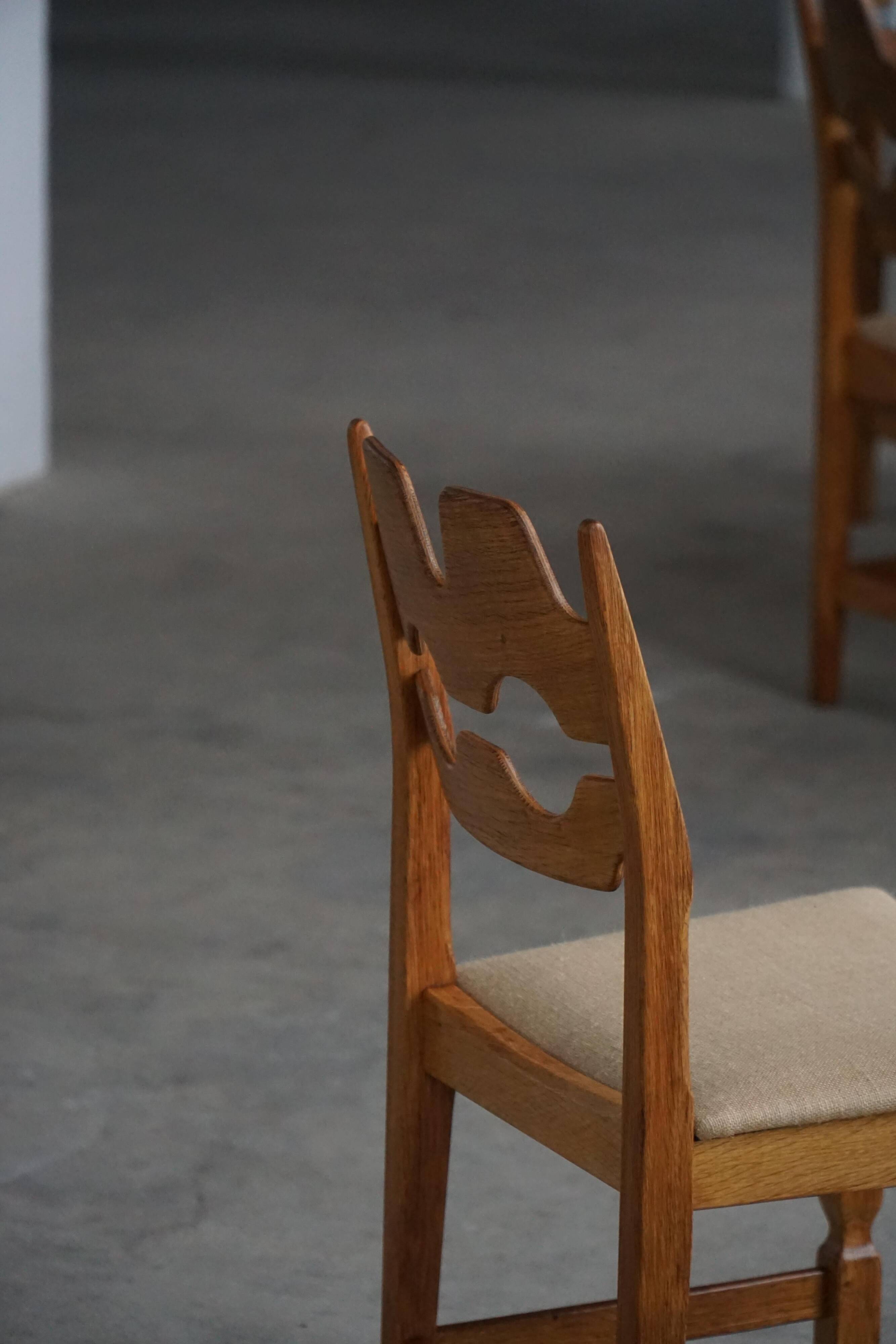 Set of 8 Razorblade chairs in oak and jute by Henning Kjærnulf, 1960s