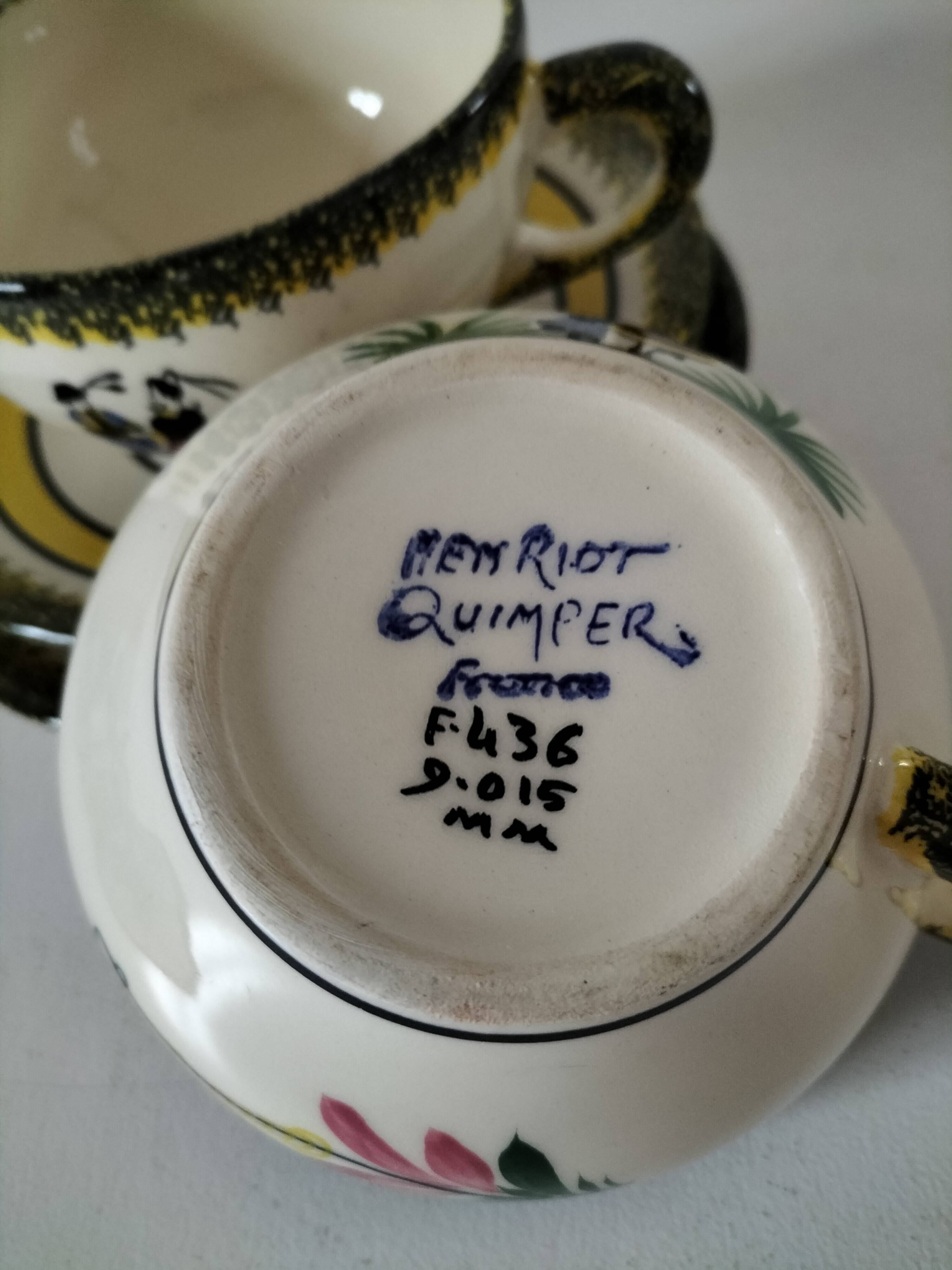 Two Henriot Quimper cups and saucers