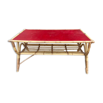 Table basse en rotin vers 1960