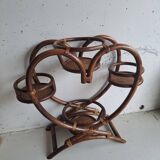Vintage rattan heart plant holder
