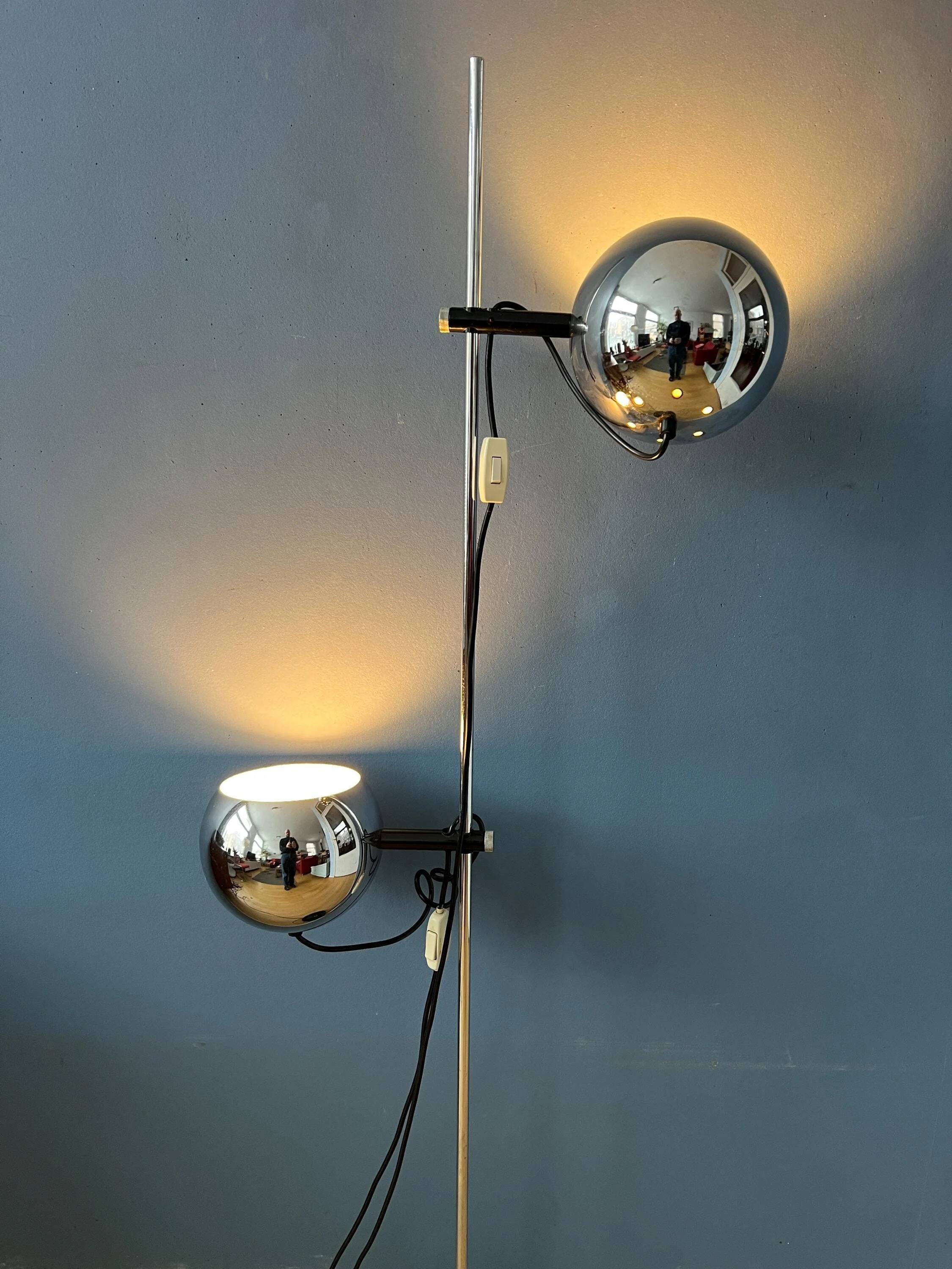 Chrome ball floor lamp Herda Mid-Century 1970s