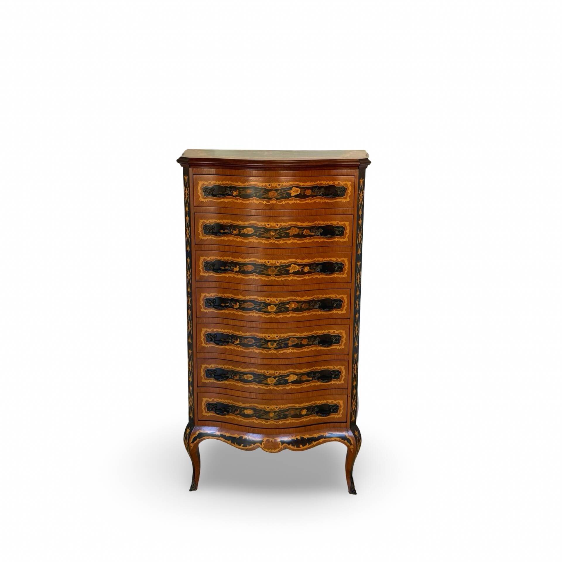 Wooden bedroom suite with inlays in mid-century Italian style, by Pacifici Prete, Rome.
