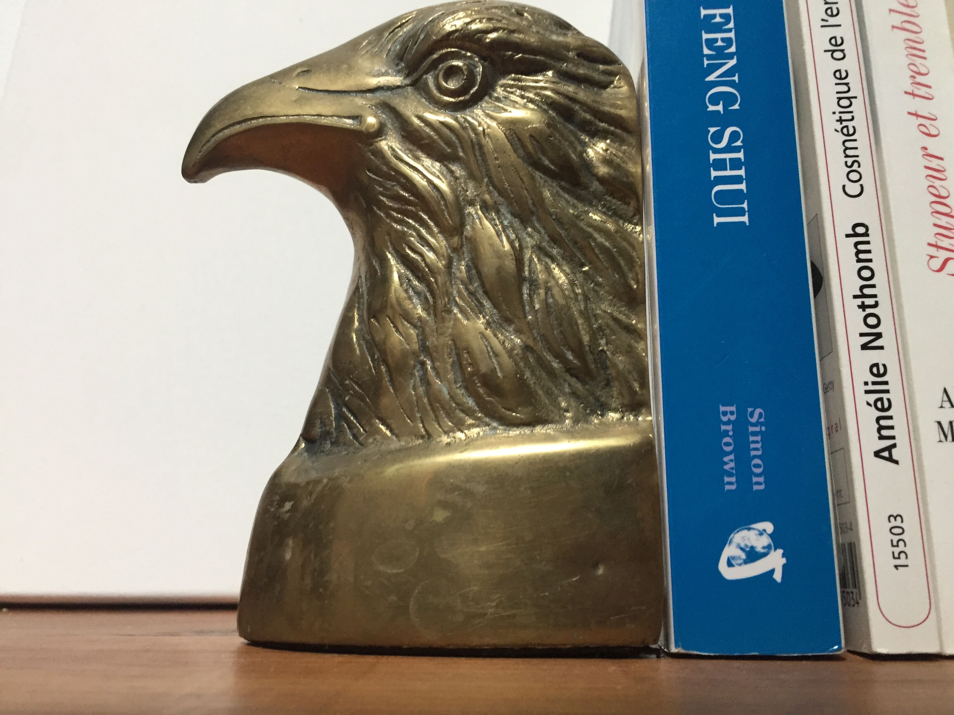 Brass eagle-headed bookends