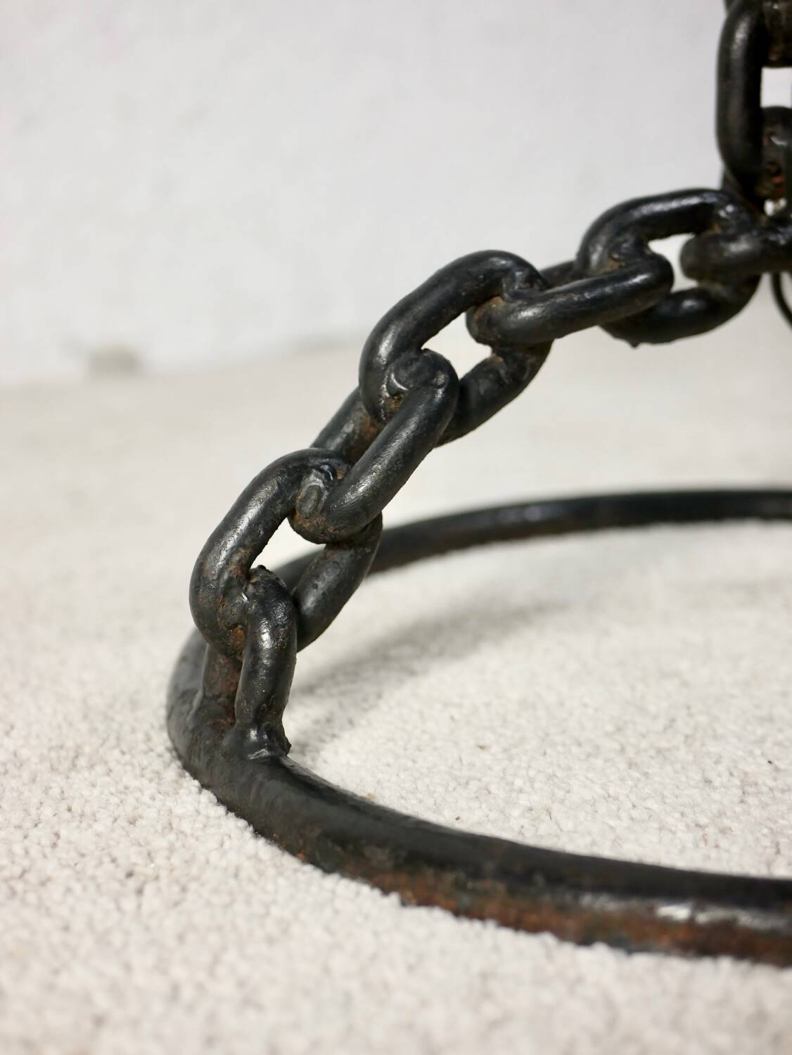 Large brutalist chain floor lamp