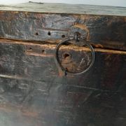Large antique Tibetan wooden chest with Buddha painting, 18th century