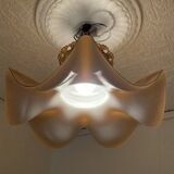 Draped tulip pendant in caramel opaline & brass – Vintage