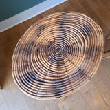 Pair of spiral rattan stools