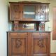 Antique two-body buffet in carved wood - marble top - very good condition