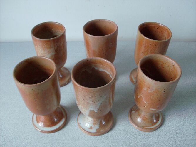 Ancien service de 6 mazagrans tasse en grès poterie