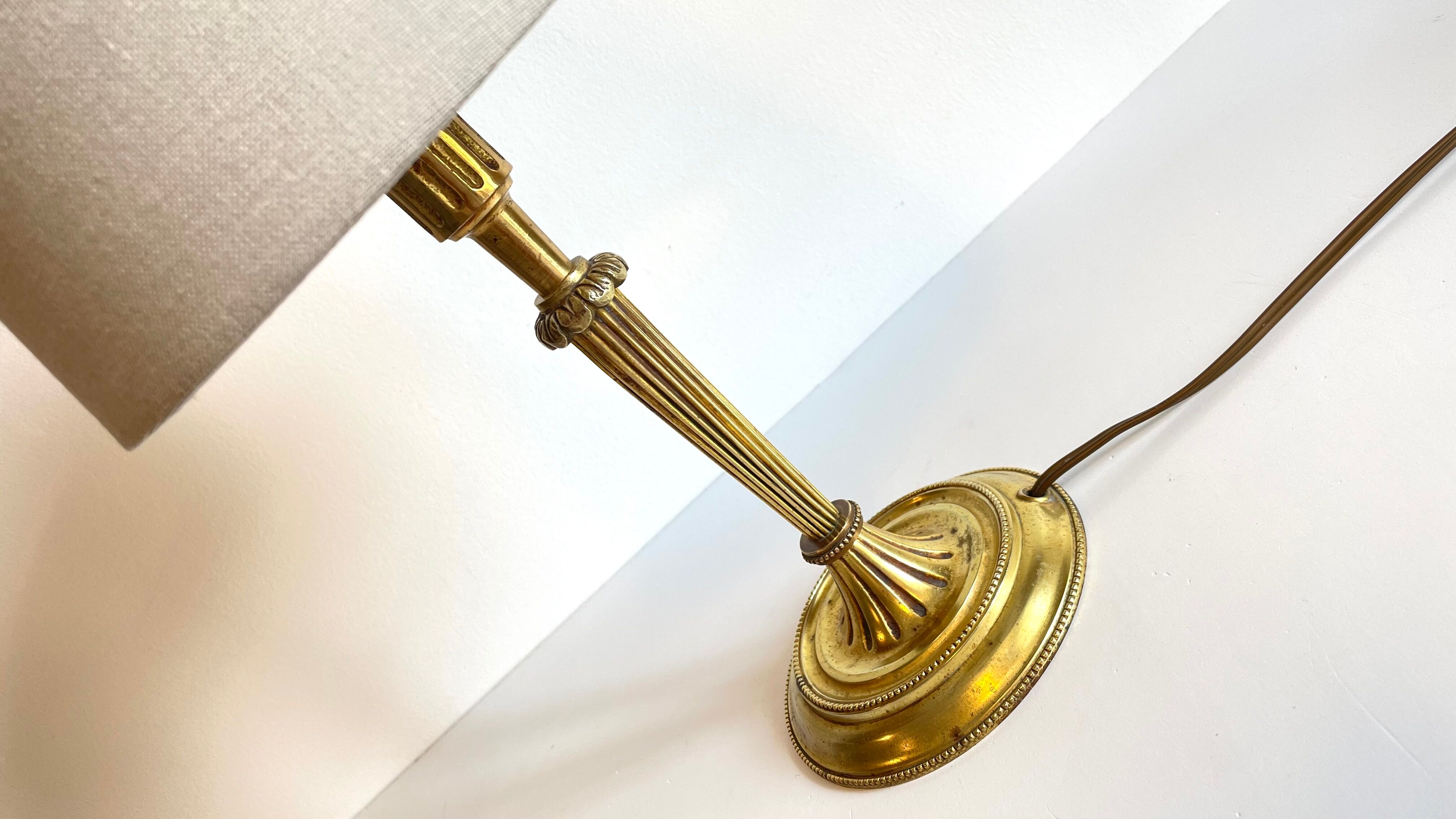 Lamp solid brass and vintage fabric