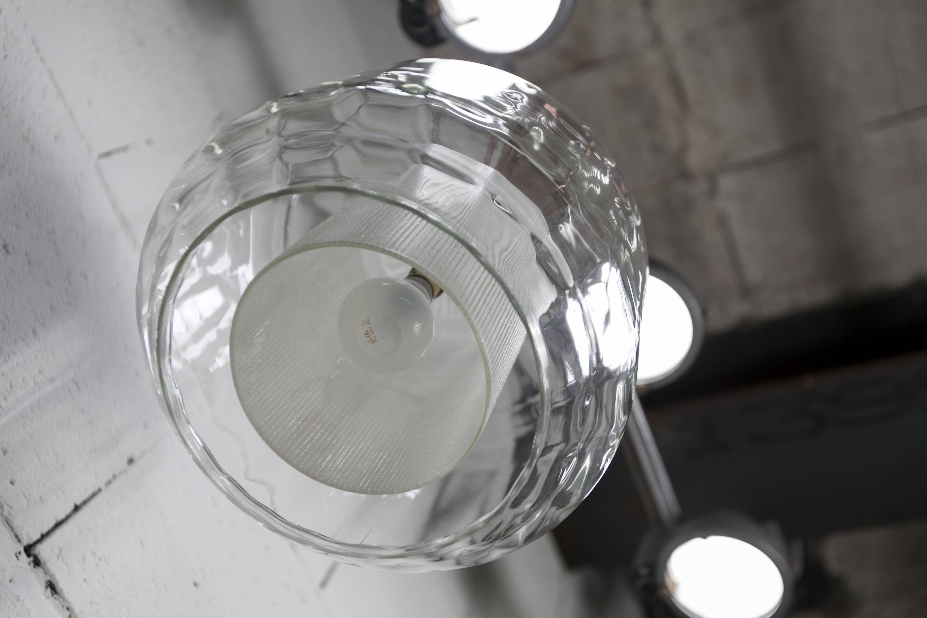 Chandelier 1930 double Opaline blown glass brass and copper