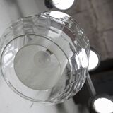 Chandelier 1930 double Opaline blown glass brass and copper