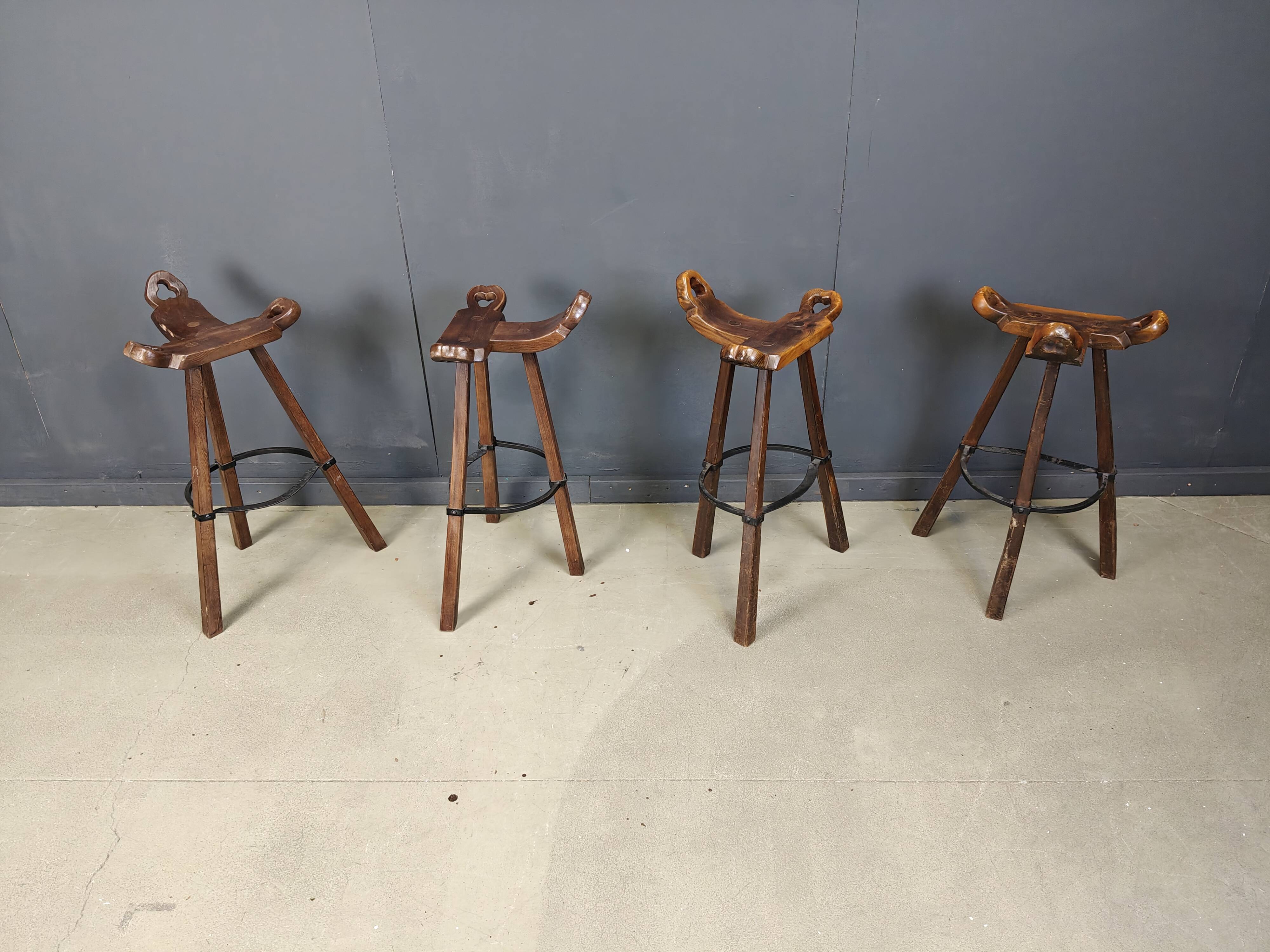 Mid century brutalist bar stools - set of 8, 1960s