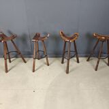 Mid century brutalist bar stools - set of 8, 1960s