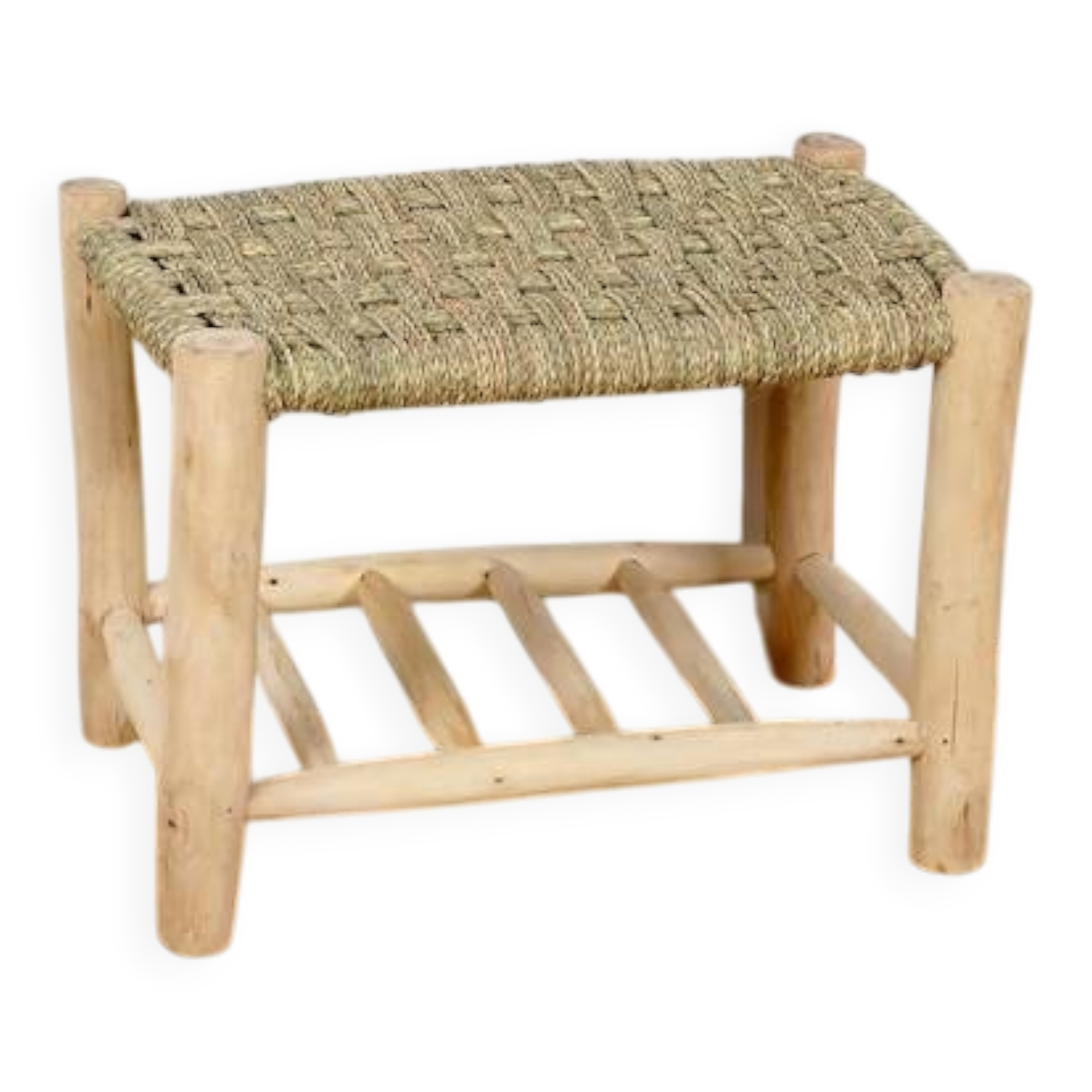 Moroccan wooden bench with storage 60cm