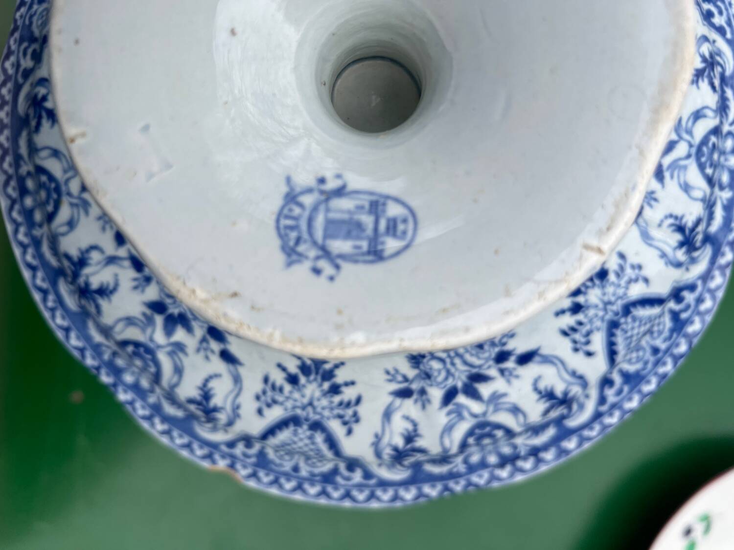 Gien - monogrammed pedestal cup