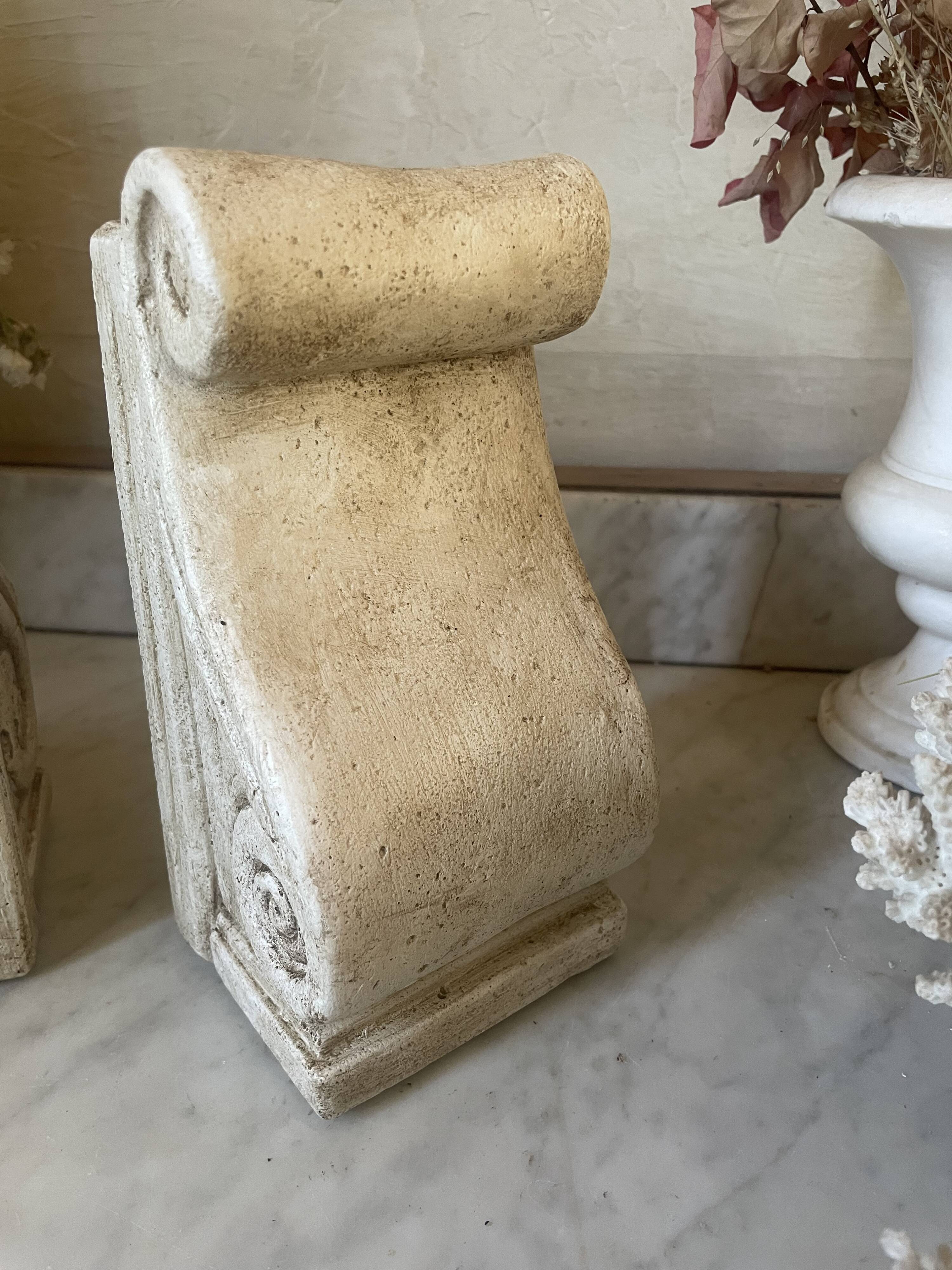 Pair of vintage patinated plaster bookends