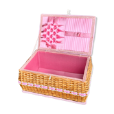 Sewing box TBE wicker and pink scoubidou