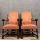 Pair of Louis XIII style armchairs in carved walnut circa 1850