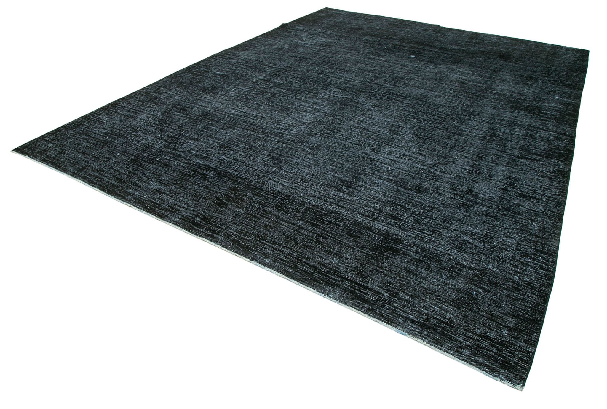 Handwoven oriental overdyed 287 cm x 393 cm black wool rug