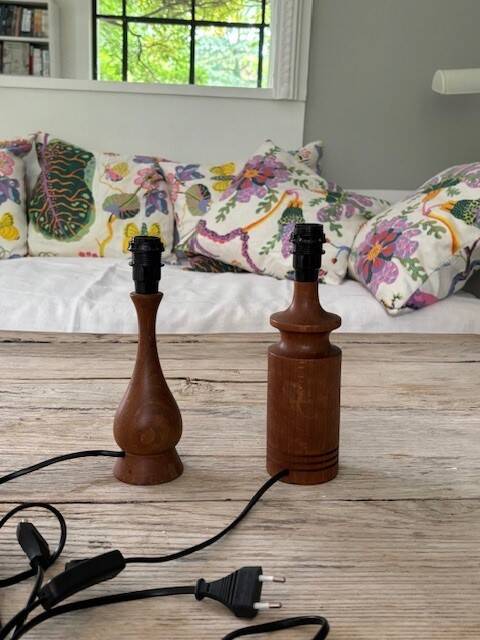 pair of teak bedside lamps - Denmark 50s