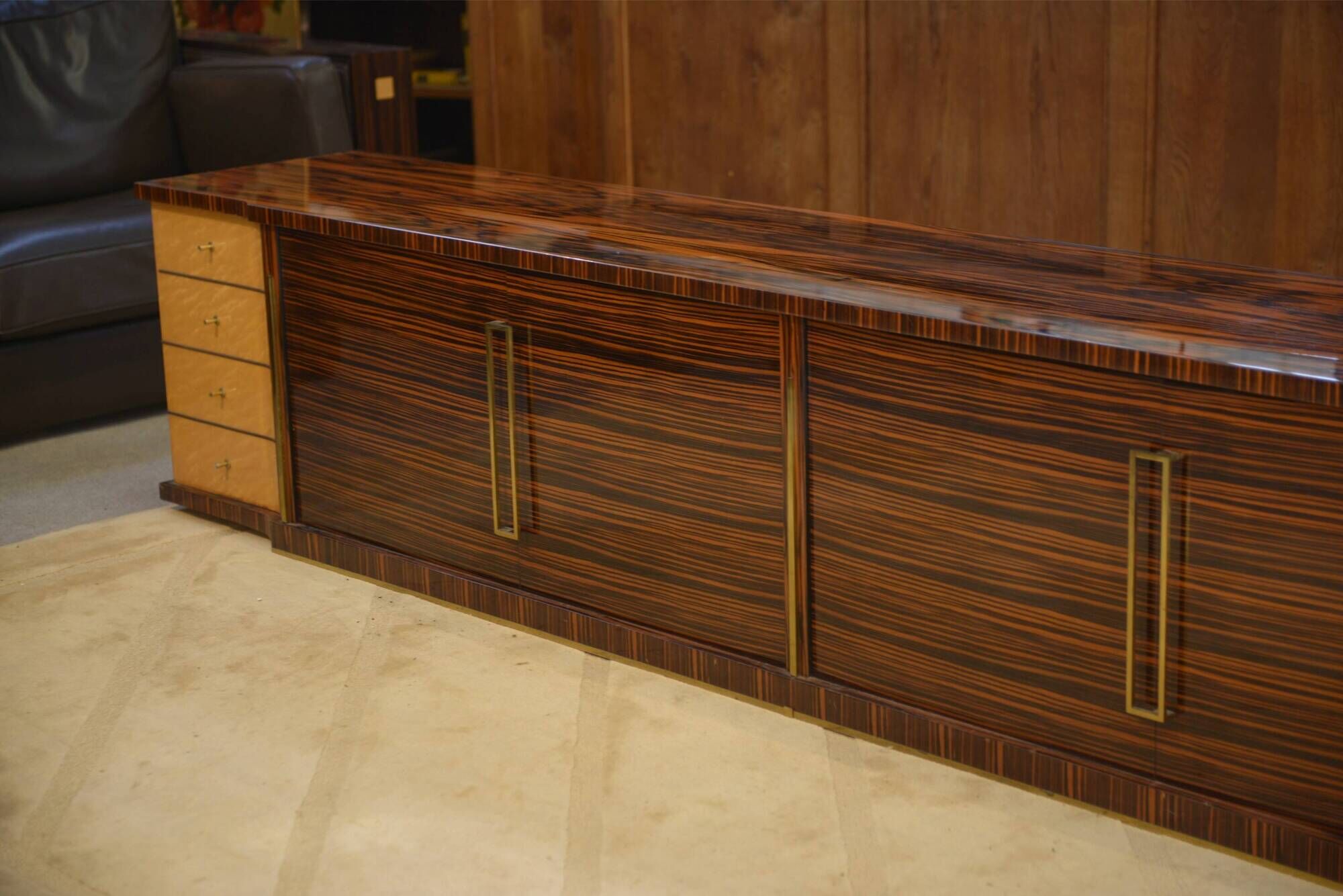 Minimalist enfilade in ebony and sycamore 1960s